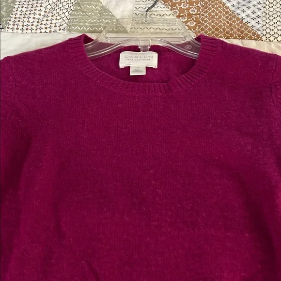 Caslon Cashmere Deep Fuchsia Cashmere Sweater/Size Small - Picture 5 of 9